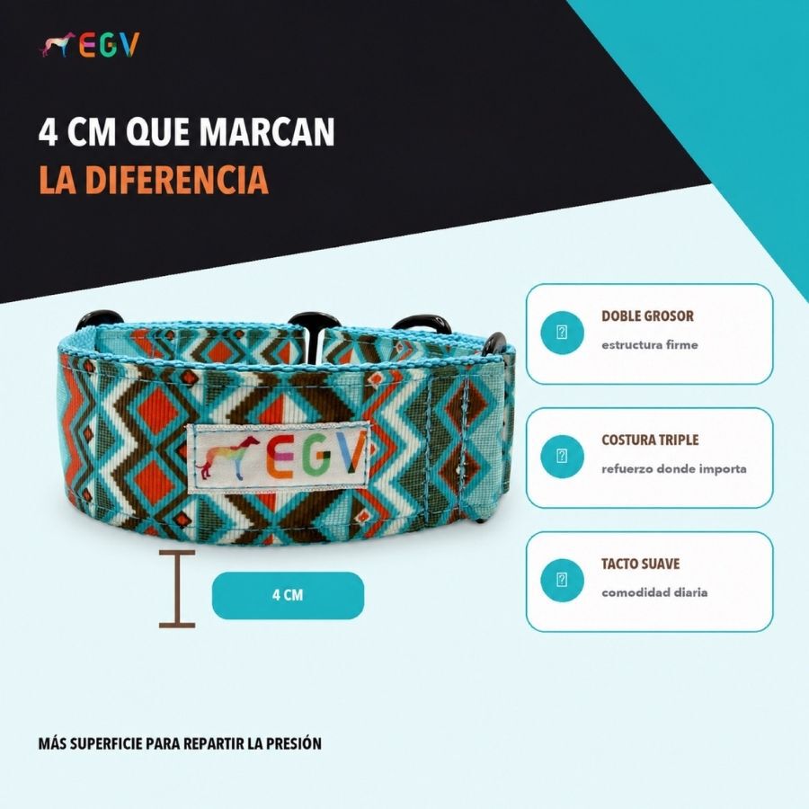 EGV - Collar Martingale 4 cm ancho, Collar galgo hecho a mano en Espa&ntilde;a (Cachemir), , large Imagen numero 4