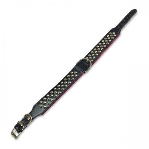 Collar de piel con p&uacute;as triple color Negro, , large Imagen numero 1