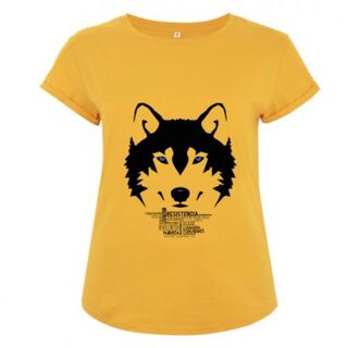 Camiseta manga corta mujer algodón lobo color Amarillo