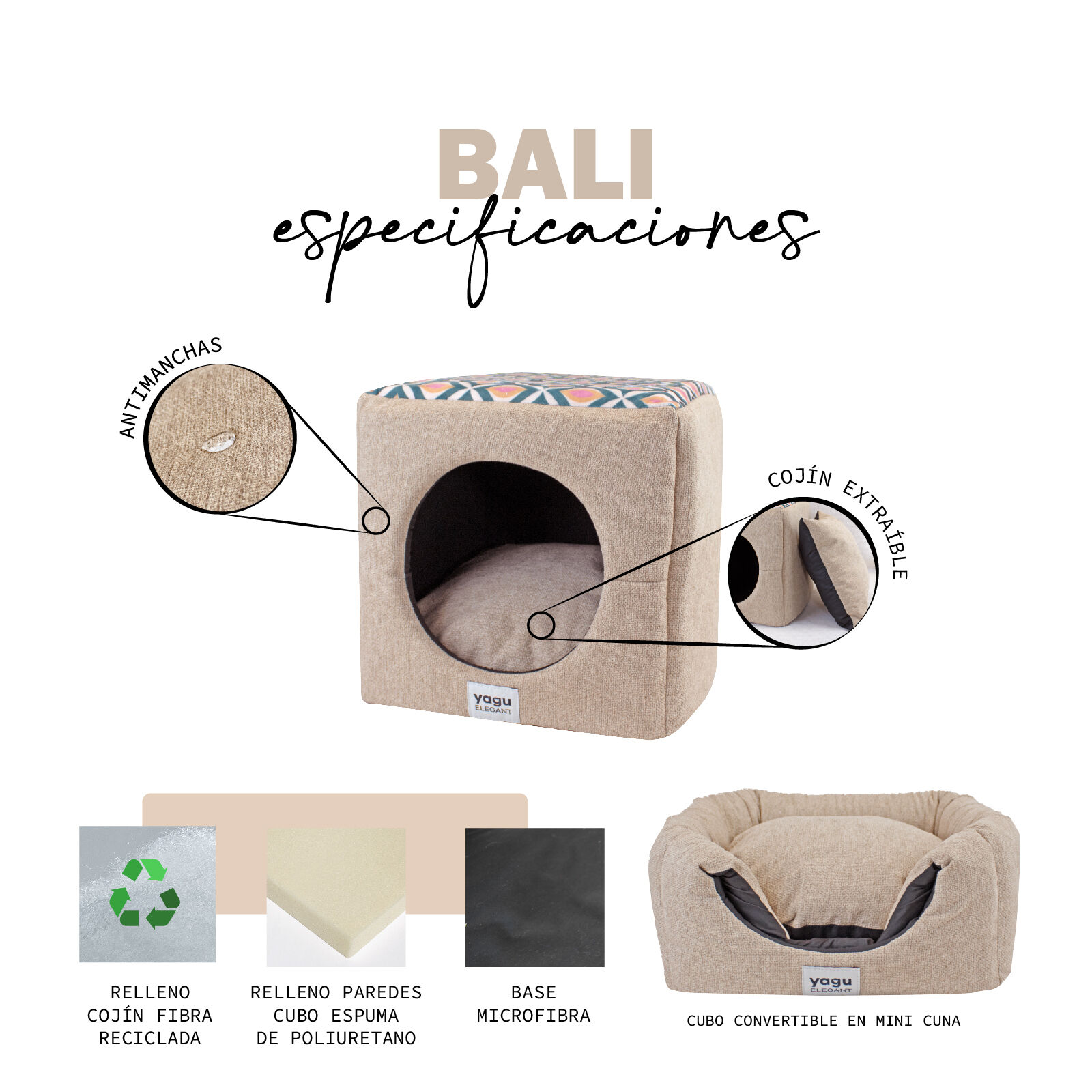 33 x 33 x 33 CM Yagu cubo bali T-U, , large Imagen numero 3