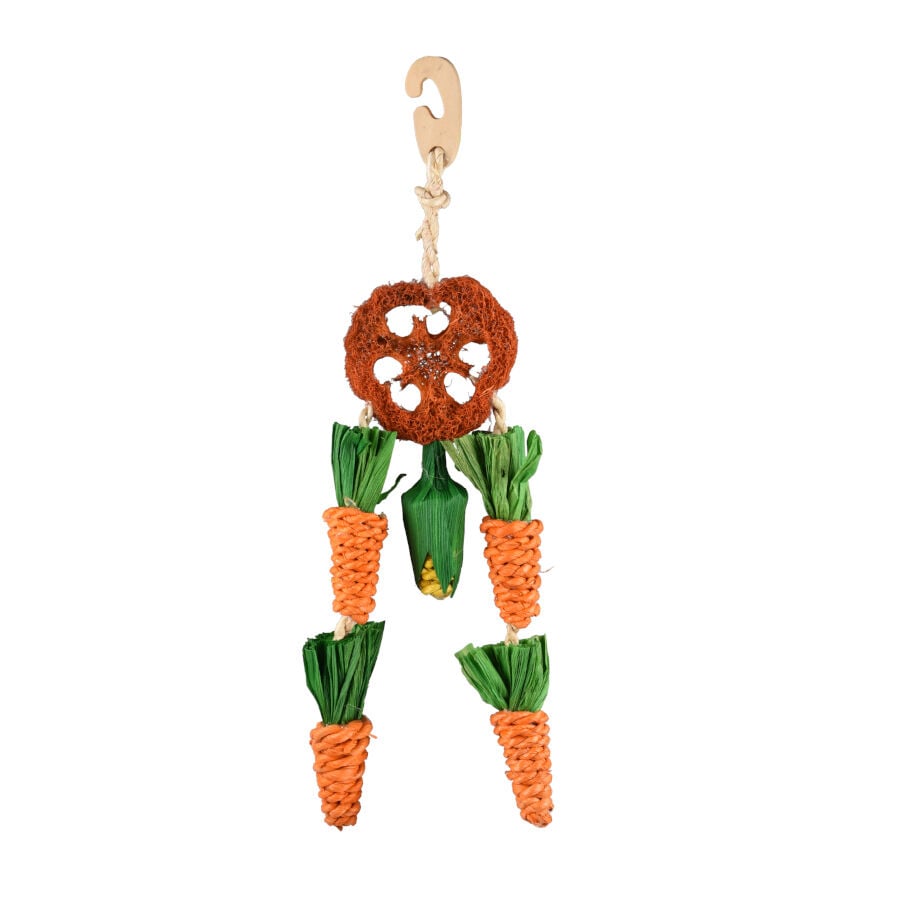 Flamingo Legou Rueda con Cuerda y Zanahoria Juguete Colgante para roedores