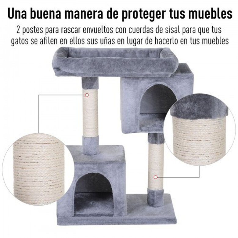 Rascador con 2 cajas plataforma PawHut color Gris, , large image number null