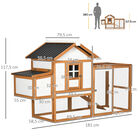 PawHut Gallinero de Madera para Exterior 181x79,5x117,5 cm Jaula para 2-4 Gallinas con Techo Resistente al Agua Corral de Metal 2 Perchas Nido Bandeja Extraíble y Rampa Natural., , large image number null