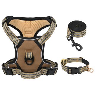 VidaXL Arnés con correa y collar ajustable marrón para perros