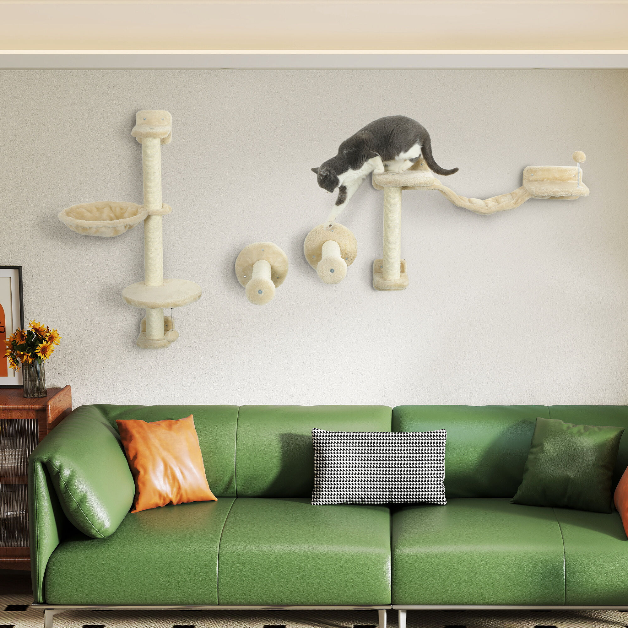 PawHut Rascador Estantes Beige para gatos thumbnail