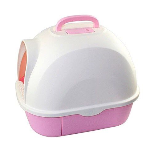 DZL arenero cerrado con caj&oacute;n y pala blanco y fucsia para gatos, , large Imagen numero 1