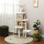 PawHut Árbol Rascador para Gatos de Borreguito Altura 140 cm Árbol para Gatos Torre para Gatos con 2 Nidos Plataformas Bolas Colgantes y Poste de Sisal Marrón Claro, , large indicador imagen numero 3