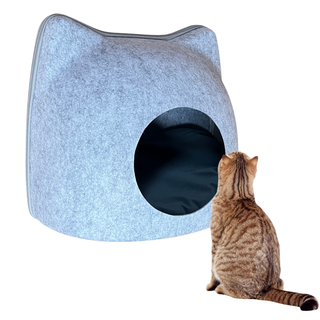 El Ático Pets Casa con Cojín Esponjoso para Gatos