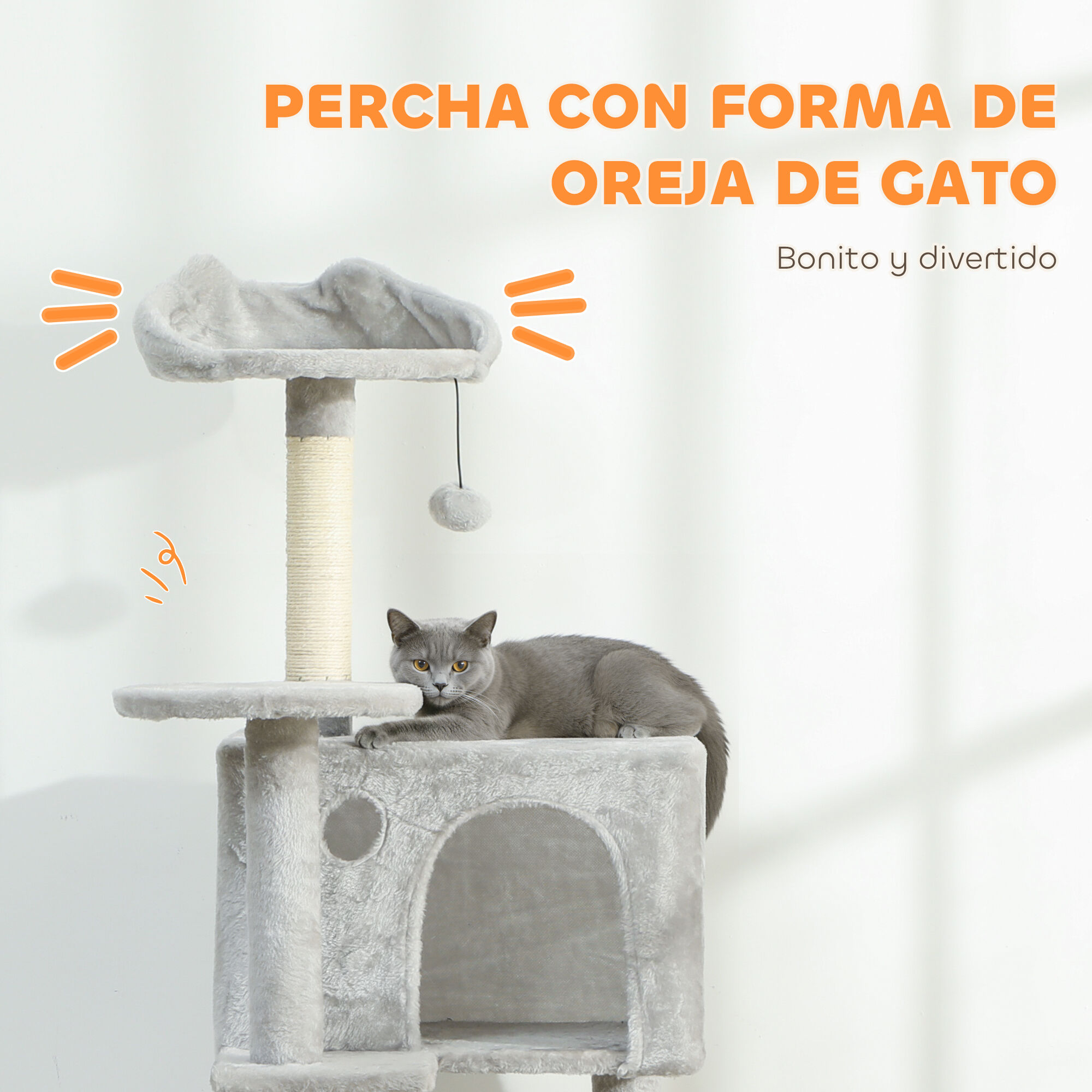 PawHut Árbol para Gatos Gris Claro thumbnail
