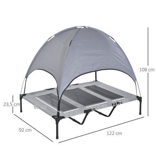 PawHut Cama de Verano Elevada con Toldo gris para perros, , large Imagen numero 2