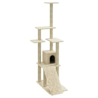 VidaXL Árbol Rascador Con Casa Color Crema para gatos