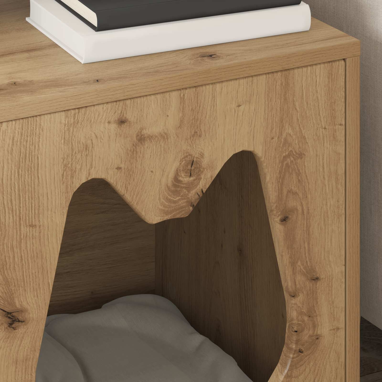 vidaXL Casa para Gatos Roble Artesanal 42,5 x 40 x 53,5 cm, , large Imagen numero 5