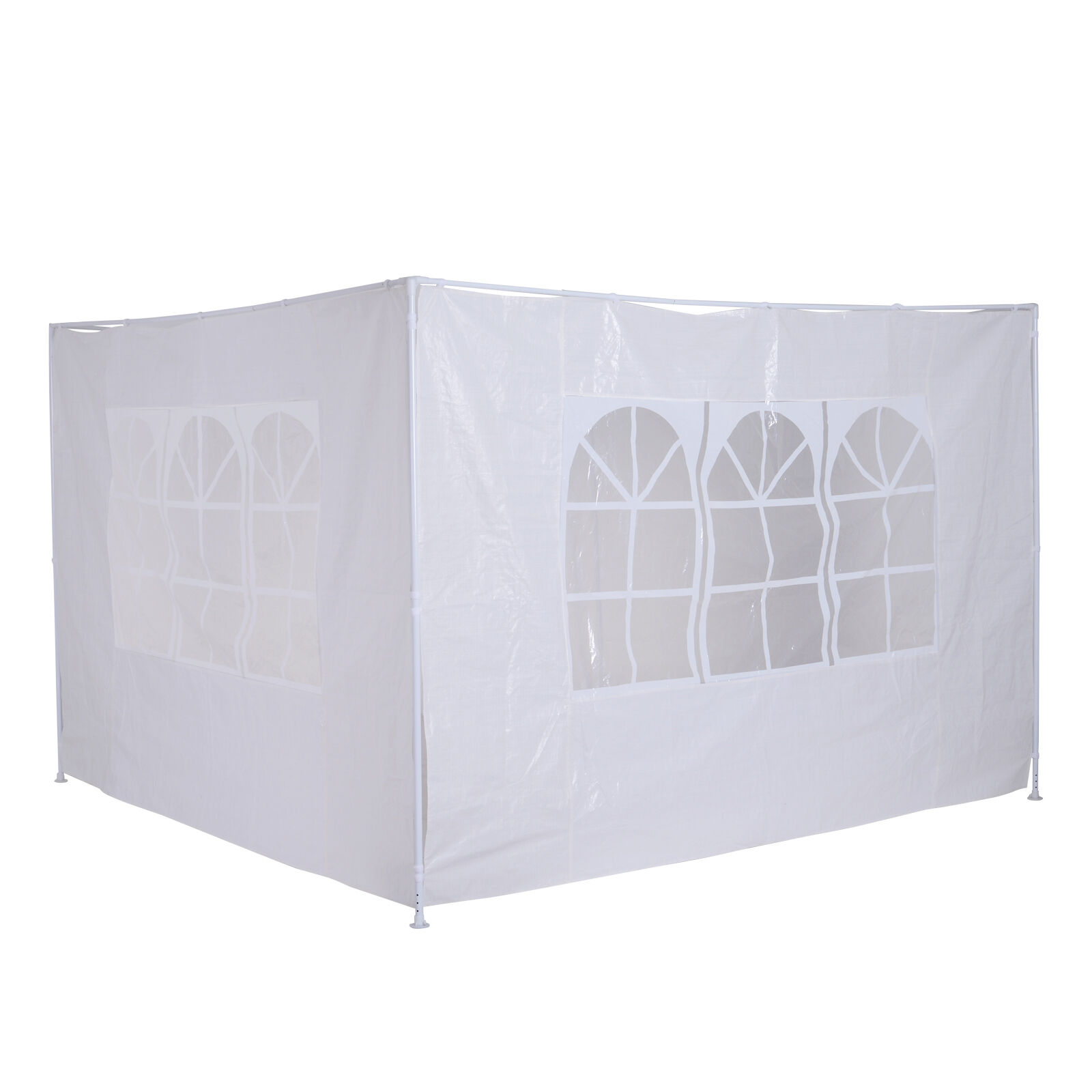 Outsunny 2 Paredes Parte Laterales para Carpa 3x3m 3x6m Lado Parasol de Gazebo Impermeable con Ventanas Medidas 293x193cm Blanco, , large Imagen numero 1
