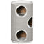 PawHut Barril Rascador para Gatos de 3 Niveles Torre Rascador para Gatos con 3 Entradas y Cubierta de Sisal Ø38x70 cm Gris Claro, , large indicador imagen numero 1