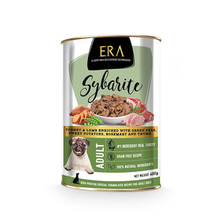 Era Sybarite Adulto Pavo, Cordero y Batata en paté lata para perros
