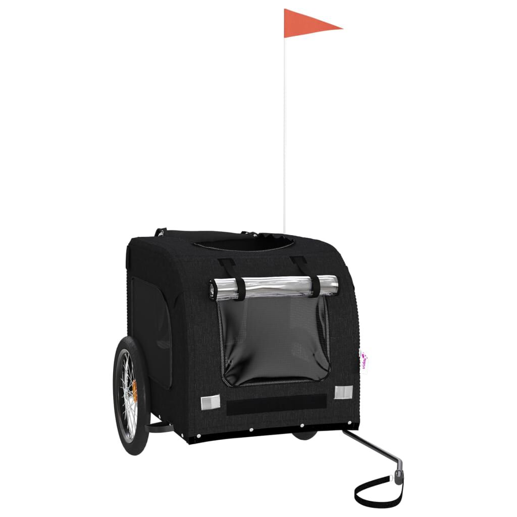 vidaXL Remolque de bicicleta para perros hierro y tela Oxford negro, , large Imagen numero 2