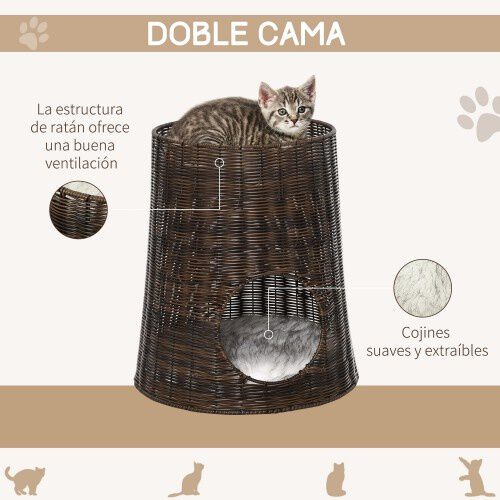 Doble cama para gato color Marr&oacute;n, , large Imagen numero 4