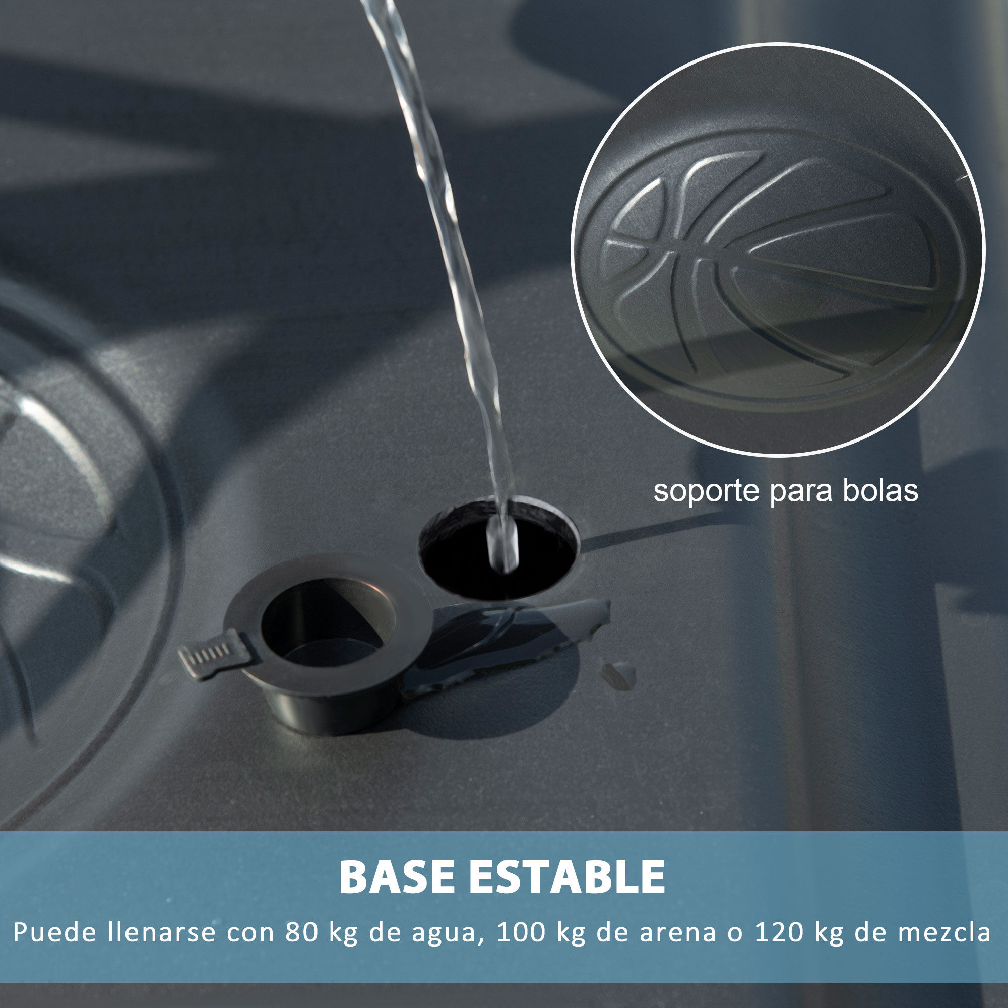 SPORTNOW Canasta de Baloncesto blanca con Ruedas y Altura Ajustable para jard&iacute;n, , large Imagen numero 5