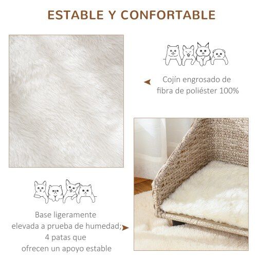 Cama elevada con coj&iacute;n suave para mascotas color Beige, , large Imagen numero 5