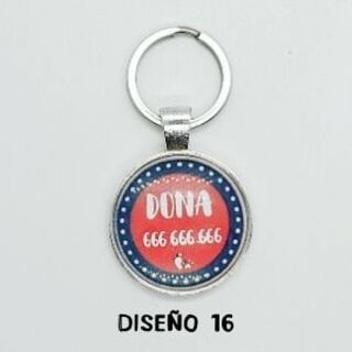 Chapa identificatica círculo azul para perros color Rojo