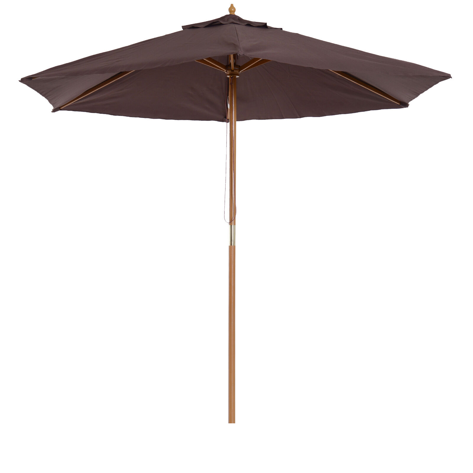 Outsunny Sombrilla de Terraza &Oslash;250x230 cm Parasol de Jard&iacute;n de Madera con 6 Varillas Sistema de Cuerda para Exterior Balc&oacute;n Patio Caf&eacute;, , large Imagen numero 1