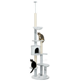 PawHut Árbol Rascador de Suelo a Techo Gris para gatos 