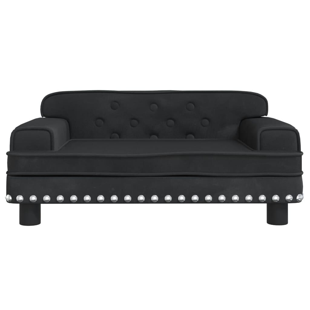vidaXL Cama para perros de terciopelo negra 70x45x30 cm, , large Imagen numero 2