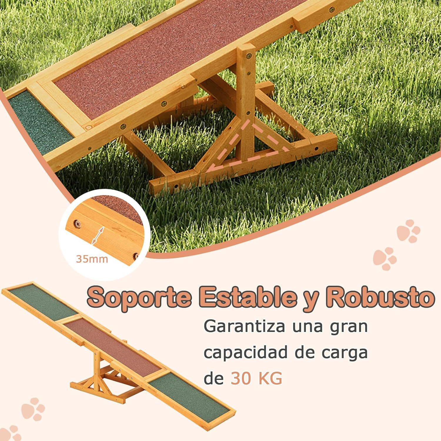 COSTWAY Balanc&iacute;n de Agilidad para Perros de Madera, Equipo de Entrenamiento con Superficie Antideslizante, Soporte Estable, Capacidad 60 kg, Ideal para Perros, Interior y Exterior (Amarillo), , large Imagen numero 4