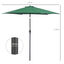 Outsunny Sombrilla para Jardín Ø260x235 cm Parasol de Aluminio con Reclinable con Manivela y 6 Varillas para Terraza Exterior Balcón Verde, , large indicador imagen numero 3