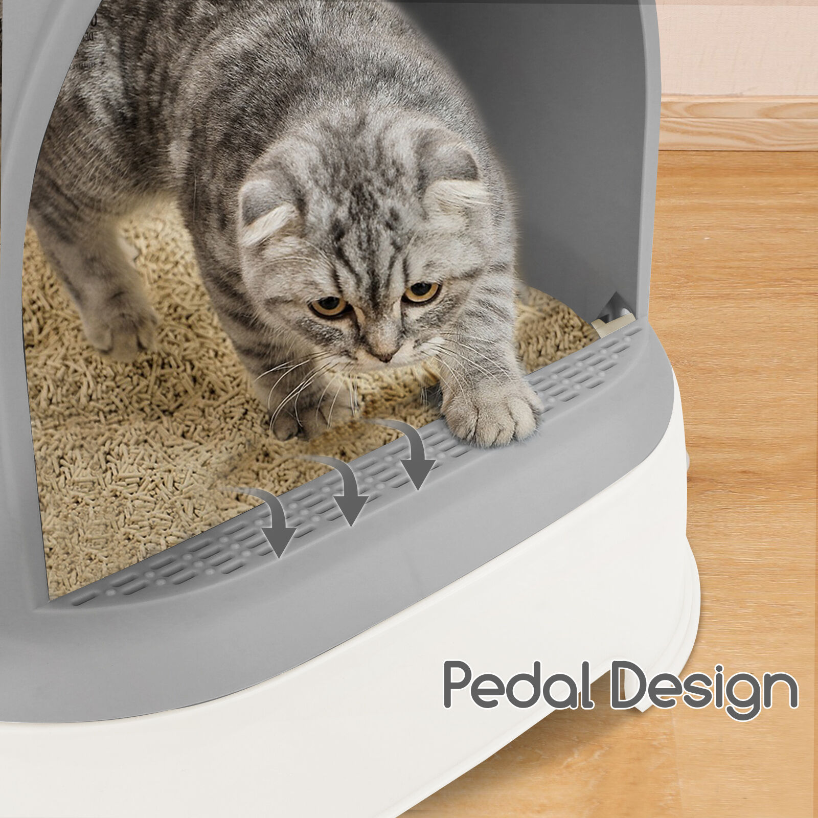 Nobleza - Cajas de Arena para Gatos, Arenero Gatos Cubierto con Cajon, Arenero para Gatos Grande Cerrado, Caja de Arena Cagadero Gato sin Olores con Pala, L52*W42*H38.5CM, Gris, , large Imagen numero 3