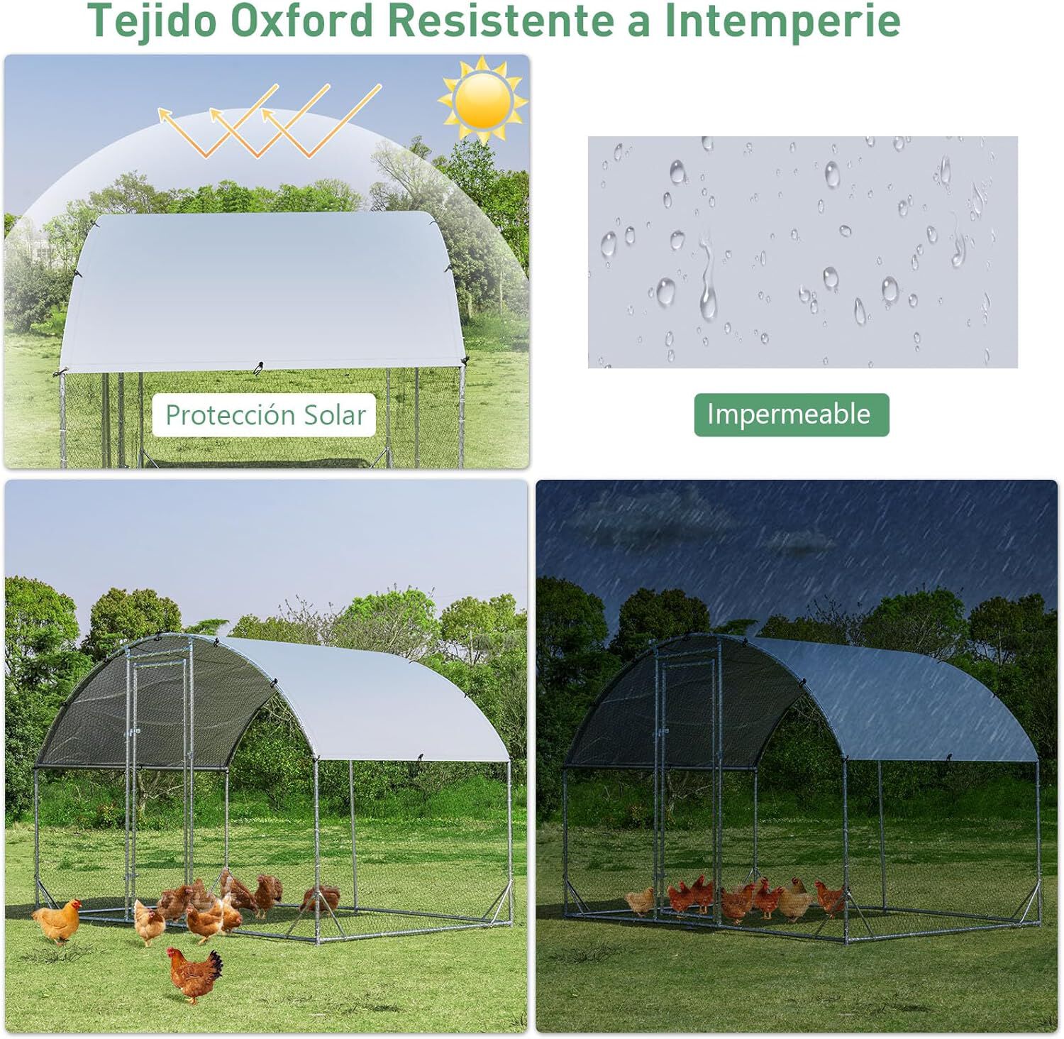 COSTWAY Gallinero de Metal Grande con Cerradura y Cubierta de Tela Oxford para gallinas thumbnail