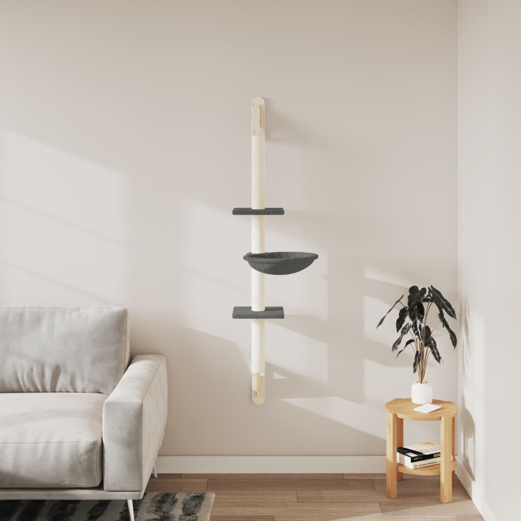 vidaXL &Aacute;rbol rascador para gatos de pared gris oscuro 142,5 cm, , large Imagen numero 3