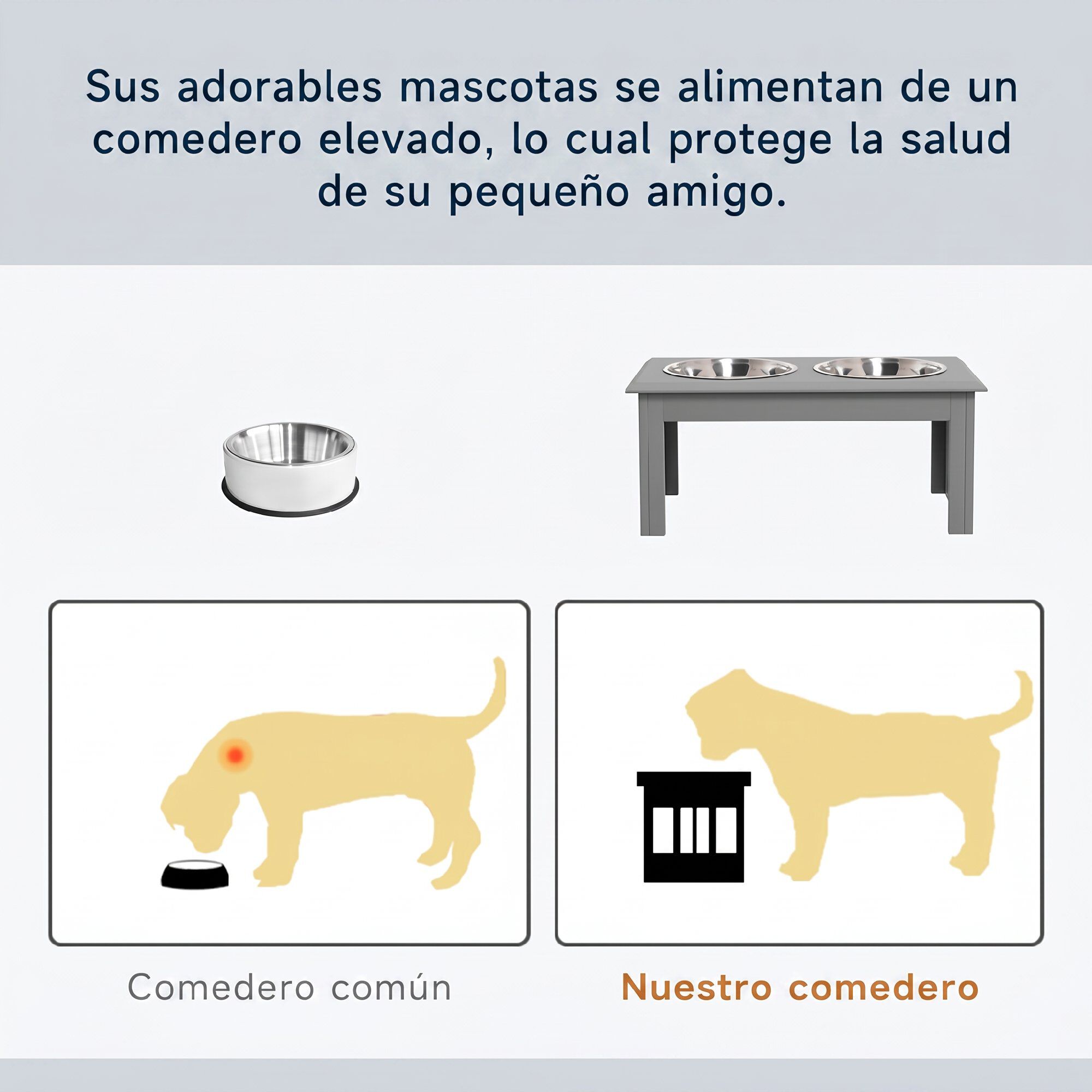 PawHut Comedero para Perro Gris, , large Imagen numero 4
