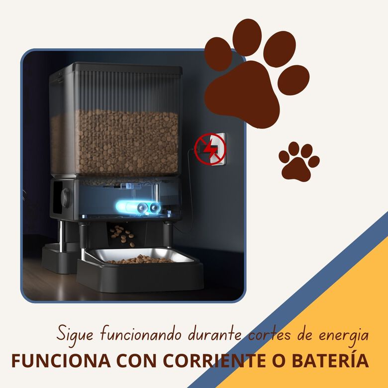 Comedero automático para mascotas Oneisall PFD-002 CW15006 - Comedero automático para mascotas - Dispensador inalámbrico - Para gatos y perros - Alimento seco - Control preciso de porciones - Depósito de 5 l - Apto para 2 gatos thumbnail