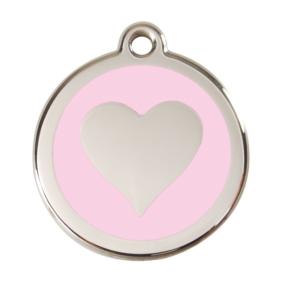 Placa identificativa Acero Inoxidable Esmalte Coraz&oacute;n Rosa para perros, , large Imagen numero 1