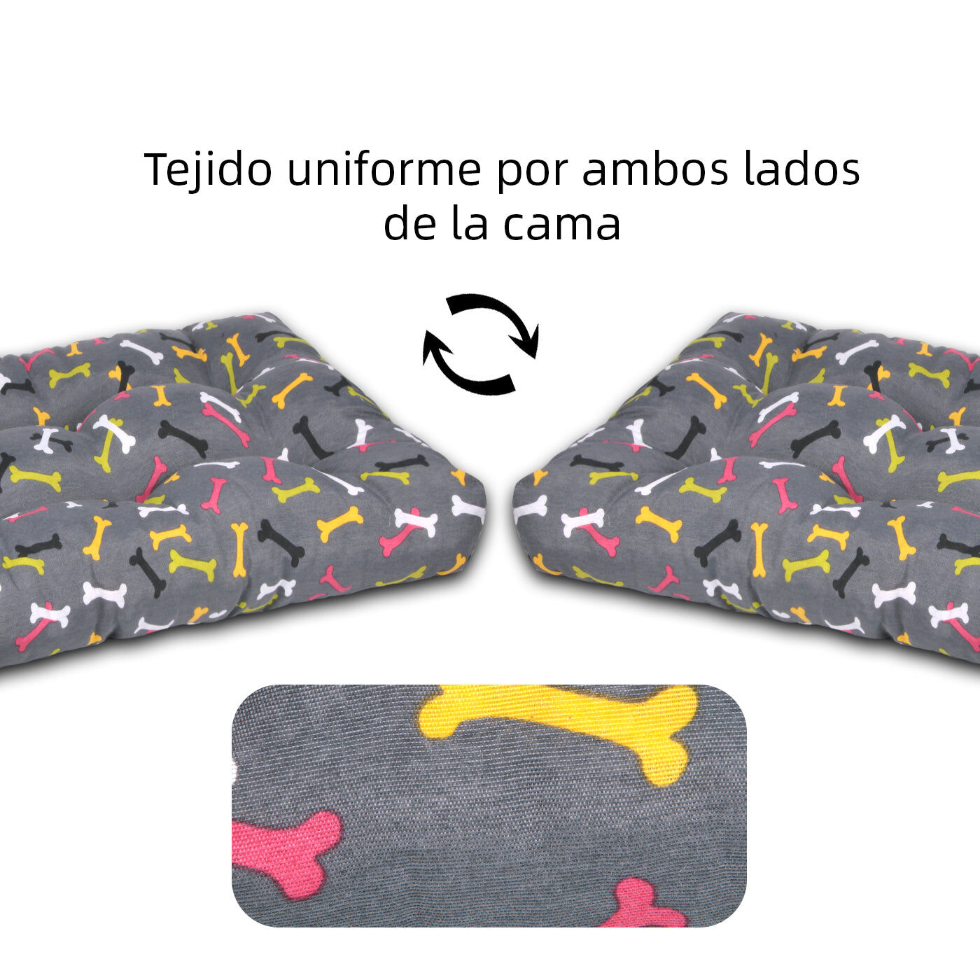 HOME MERCURY- Cama de Mascota, Colch&oacute;n para Perro, Colchoneta Reversible Estampada Relleno de Espuma para Interior y Exterior. (Medium, Huesos), , large Imagen numero 2