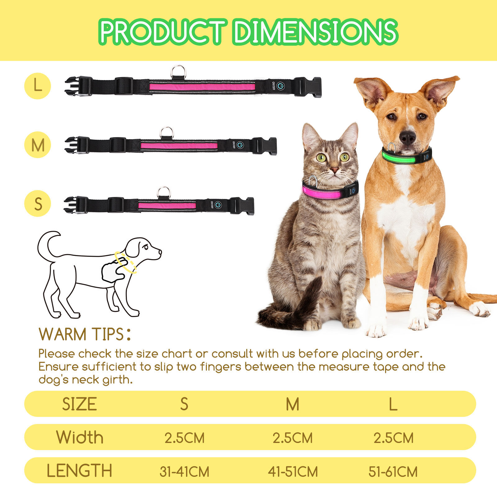 Nobleza - 2Pack Collares LED para perros, Collar Luminoso Perro de Mascota 3 Modos Collar Perro Luz con Recargable y Impermeable, Ajustable Collares LED para Peque&ntilde;os Medianos Perros, , large Imagen numero 2