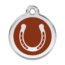 Red dingo Placa identificativa Acero Inoxidable Esmalte Herradura Marron para perros