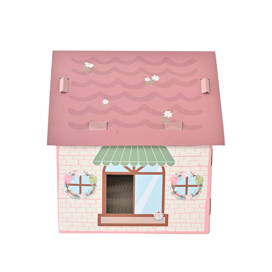 Leeby Hattie casita rascador de cart&oacute;n rosa para gatos, , large Imagen numero 6