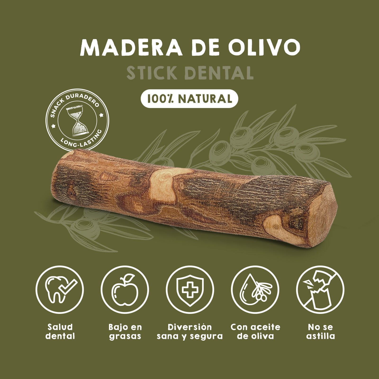 MAIKAI Palo Madera de Olivo Pack de 2 uds Mordedor Natural para Perros thumbnail