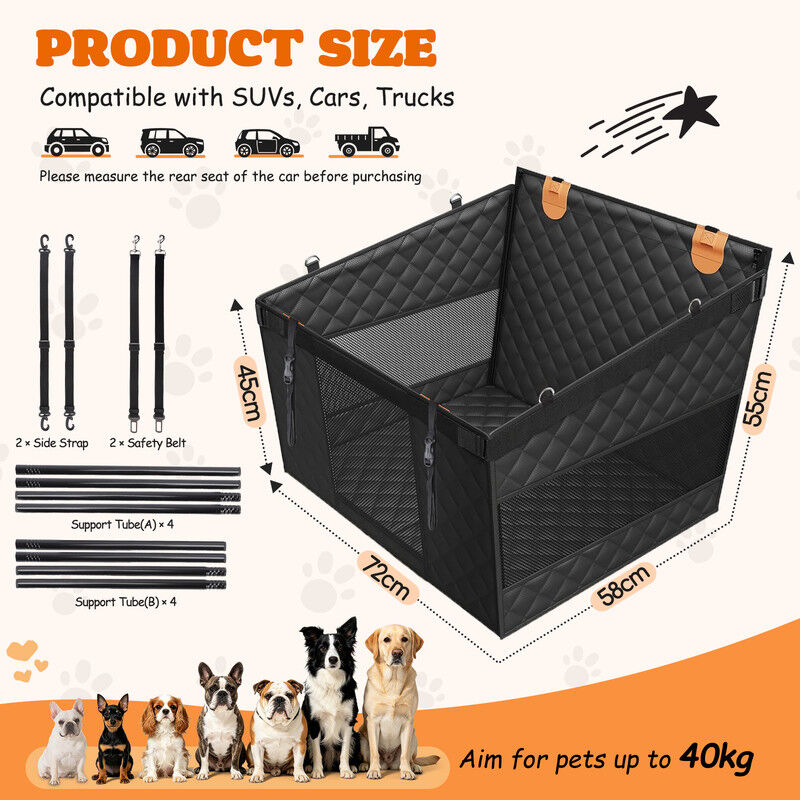 Nobleza Funda de Asiento de Coche para Perros tipo Hamaca, Protector de Asiento Trasero con Ventana de Malla Transpirable, Alfombra Antideslizante e Impermeable para Mascotas, Dise&ntilde;o de Media Silla Ideal para Viajar con Ni&ntilde;os, , large Imagen numero 2