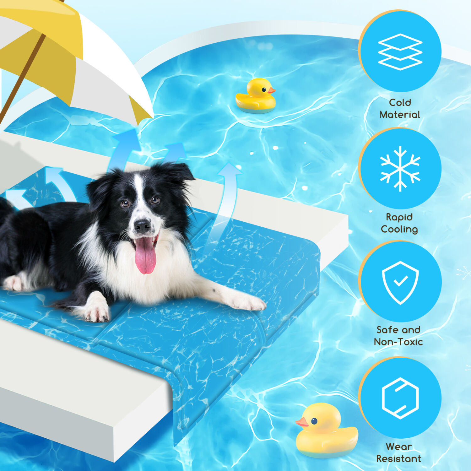Nobleza - Alfombrilla refrescante para mascotas grandes. Auto refrigerante No t&oacute;xico. Ideal para para perros, gatos en verano. 110 * 70 cm, color azul, XL, , large Imagen numero 5