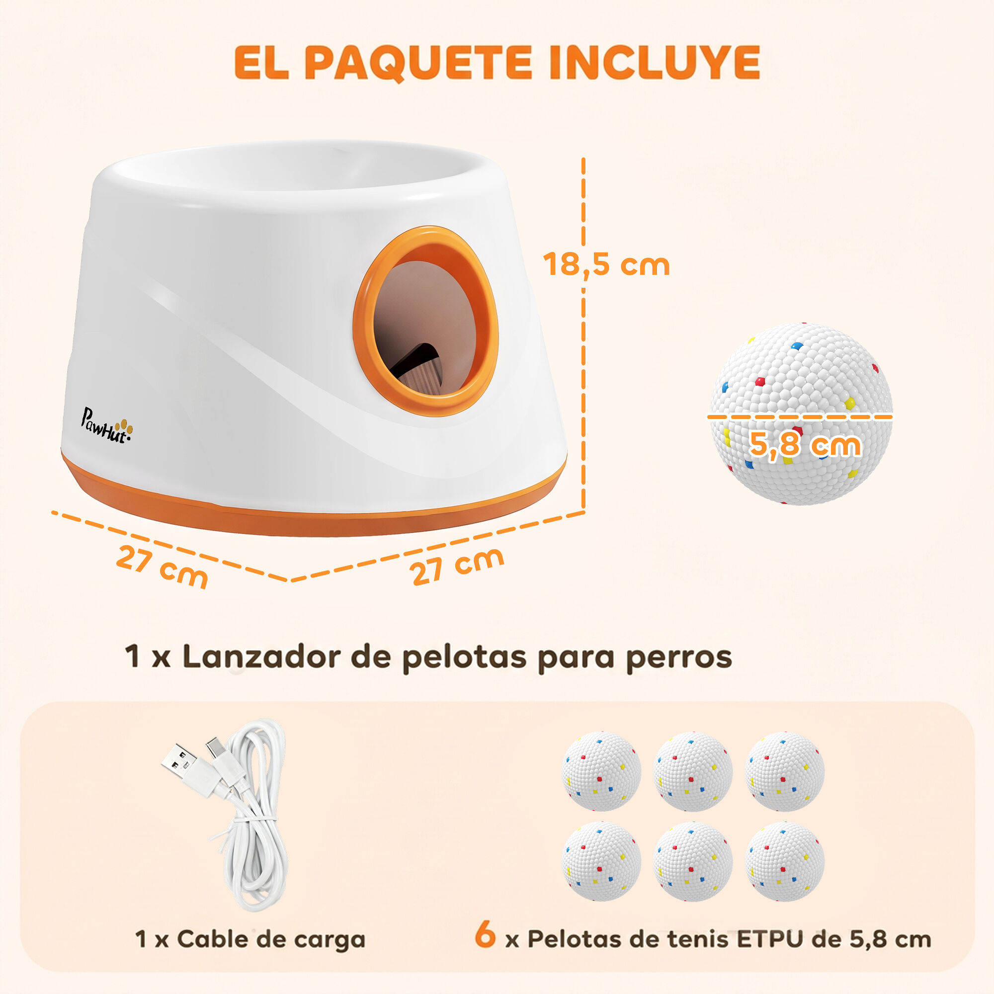 PawHut Lanzador de Pelotas para Perro Naranja, , large Imagen numero 3