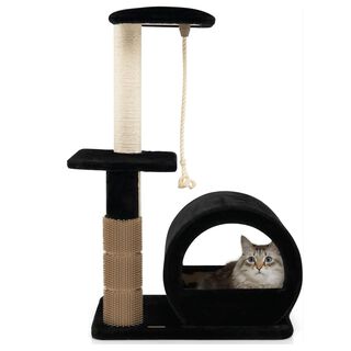 COSTWAY Árbol de 92 cm con Plataforma Superior y Poste de Sisal en Negro para gatos