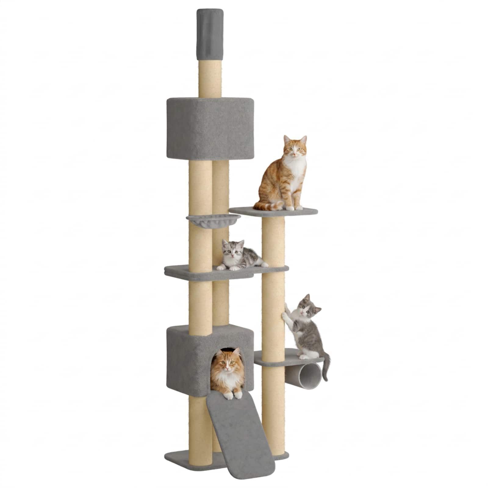 vidaXL &Aacute;rbol para gatos del suelo al techo con poste de sisal Torre para gatos, , large Imagen numero 3