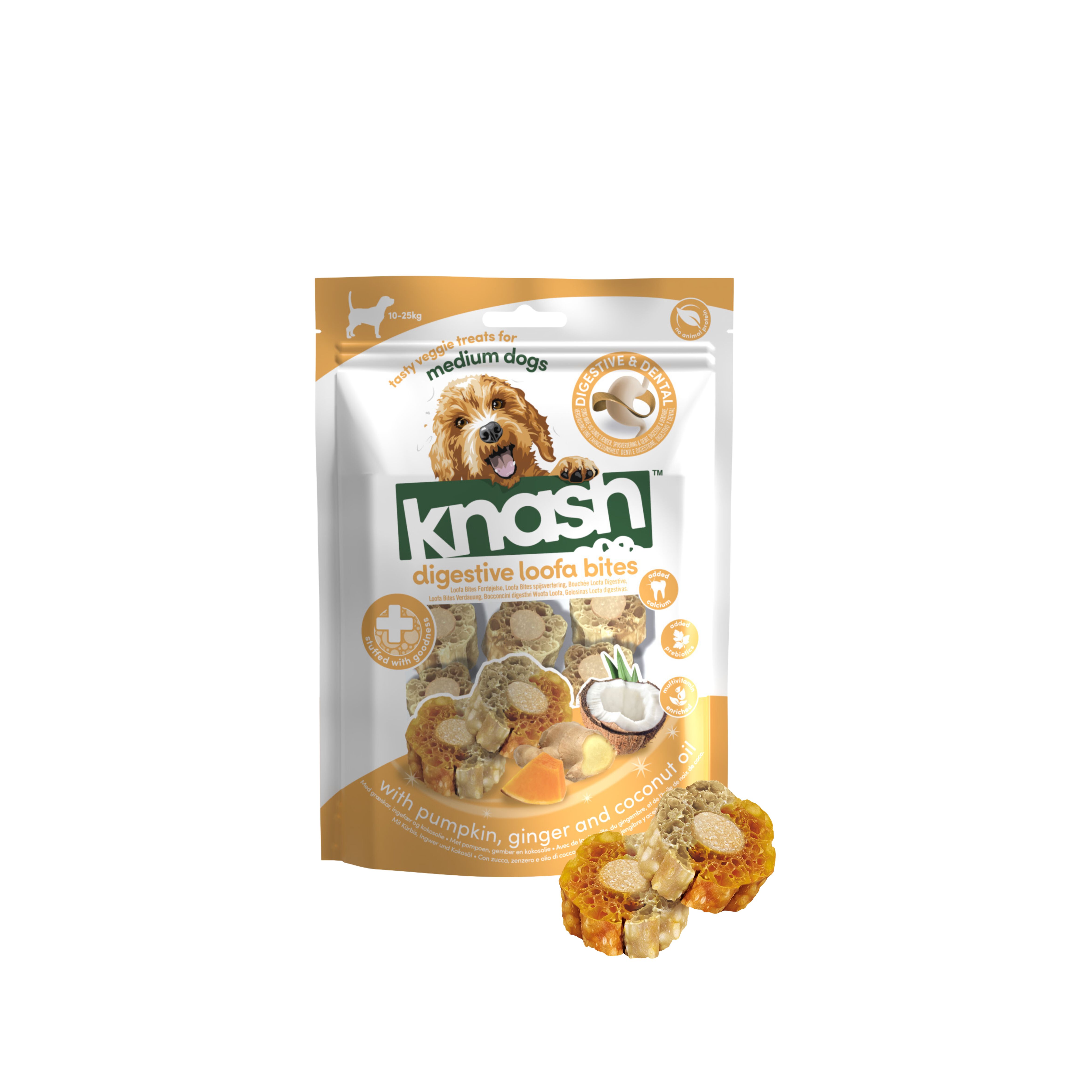 KNASH BITES DIGESTIVE DE CALABAZA, JENGIBRE Y COCO 2 boslas x 100 g, , large Imagen numero 1