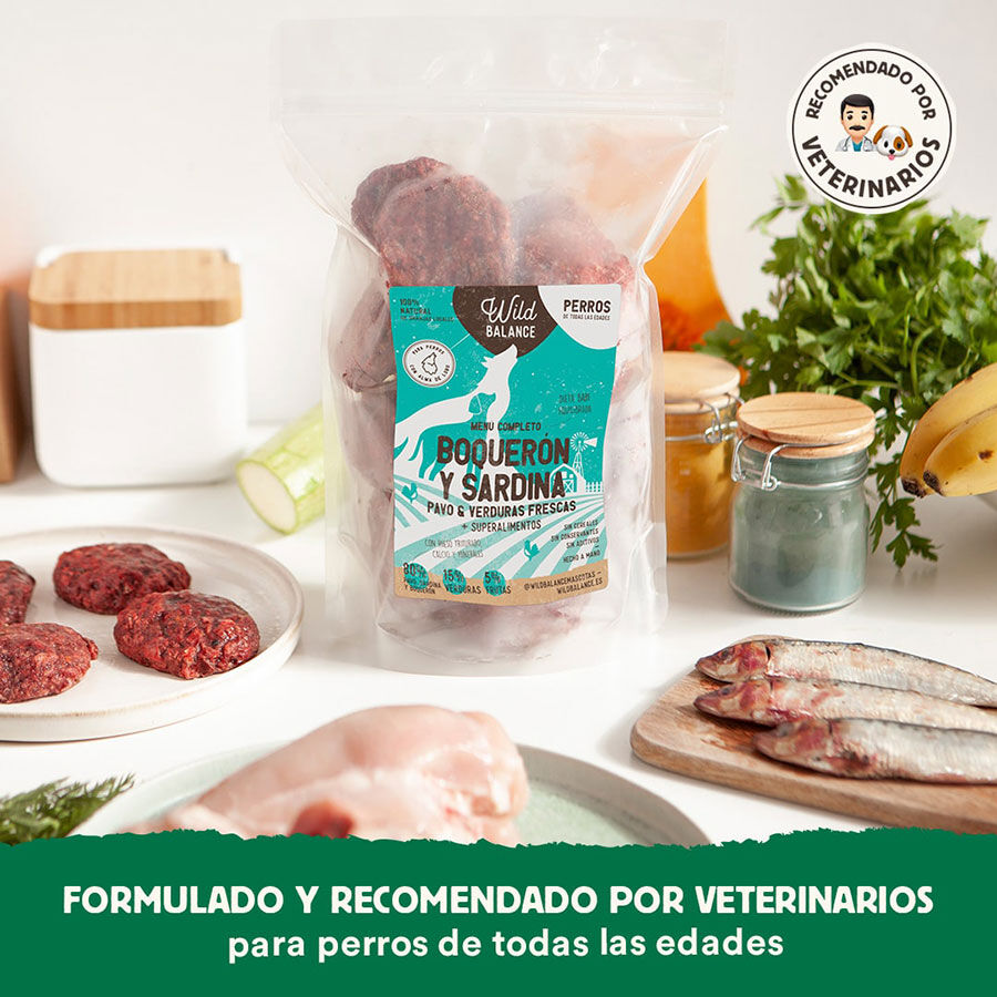 Wild Balance men&uacute;s completos BARF sabor boquer&oacute;n, sardina y pavo para perros, , large Imagen numero 5