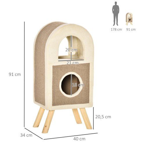 PawHut &Aacute;rbol rascador para gatos cueva de sisal  color Caf&eacute;, , large Imagen numero 4