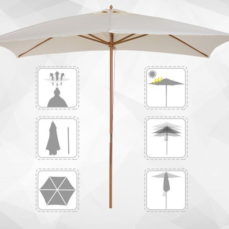 Sombrilla parasol Outsunny para jardín color Crema thumbnail