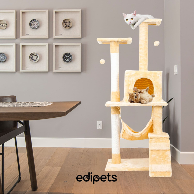 Edipets &aacute;rbol rascador 4 niveles con hamaca beige para gatos, , large Imagen numero 5